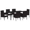 vidaXL Garden Dining Set with Cushion 7 pcs Black Poly Rattan