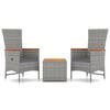 vidaXL 3 Piece Garden Lounge Set Grey Poly Rattan&Solid Wood Acacia