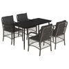 vidaXL 5 Piece Garden Dining Set with Cushions Grey Poly Rattan