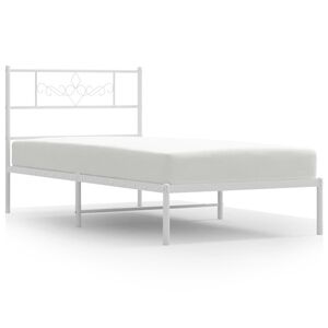 vidaXL Metal Bed Frame without Mattress with Headboard White 107x203cm