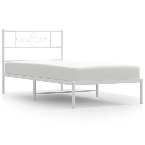 vidaXL Metal Bed Frame without Mattress with Headboard White 107x203cm