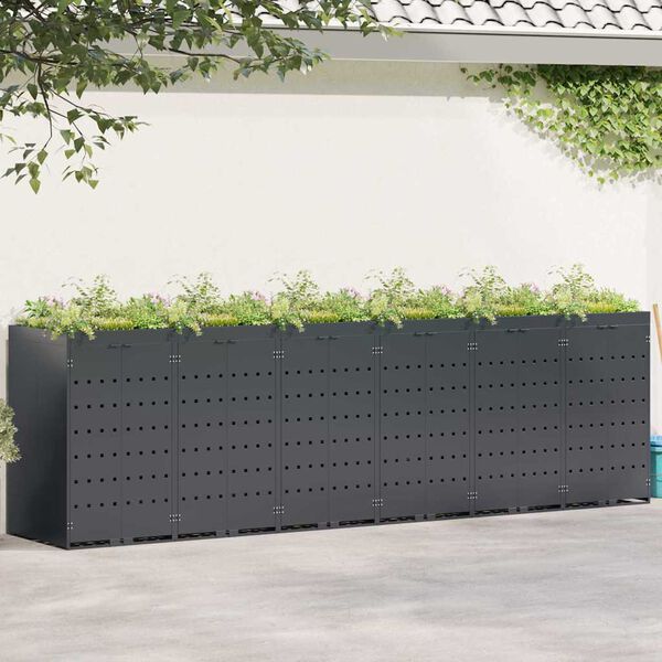 vidaXL Wheelie Bin Storage for 6 Bins Anthracite 408 x 77.5 x 121.5 cm