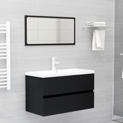 vidaXL Bathroom Furniture Set Black Chipboard