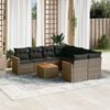 vidaXL 9 Piece Garden Sofa Set with Cushions Grey Poly Rattan