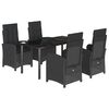 vidaXL 5 Piece Garden Dining Set with Cushions Black Poly Rattan