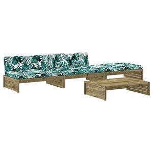 vidaXL 4 Piece Garden Lounge Set with Cushions Impregnated Wood Pine