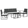 vidaXL 5 piece Garden Dining Set with Cushions Black PP Rattan