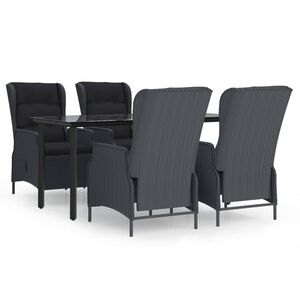 vidaXL 5 Piece Garden Dining Set Dark Grey Poly Rattan