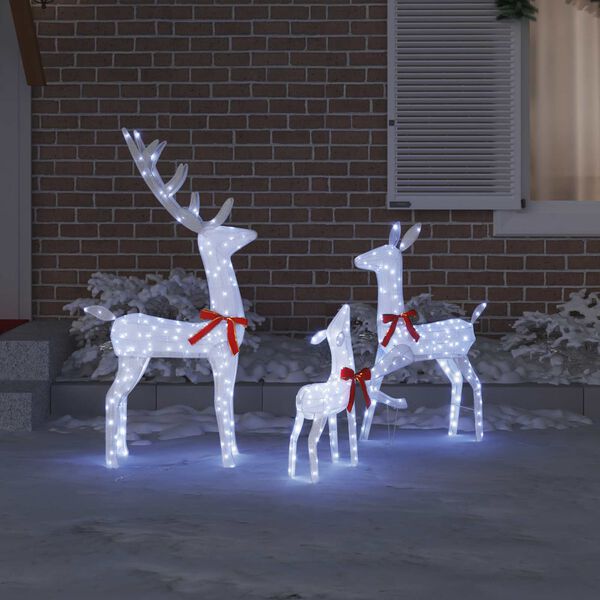 vidaXL Reindeer Family 3 pcs Cold white 68 x 26 x 127 cm Fabric