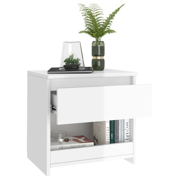 vidaXL Bedside Cabinets 2 pcs High Gloss White 40x30x39 cm Engineered Wood