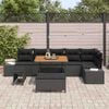 vidaXL Garden Sofa Set with Cushion 9 pcs Black Poly rattan