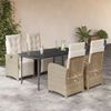 vidaXL 5 Piece Garden Dining Set with Cushions Beige Poly Rattan