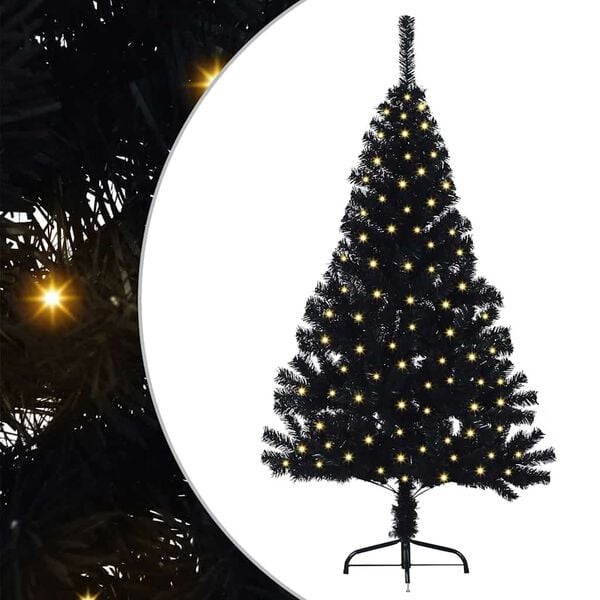 vidaXL Artificial Pre-lit Christmas Tree Black 120 cm PVC