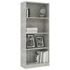 vidaXL 4-Tier Book Cabinet Concrete Grey 60x24x142 cm Engineered Wood