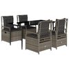 vidaXL 5 Piece Garden Dining Set with Cushions Grey Poly Rattan