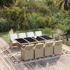 vidaXL 9 Piece Garden Dining Set with Cushions Poly Rattan Beige