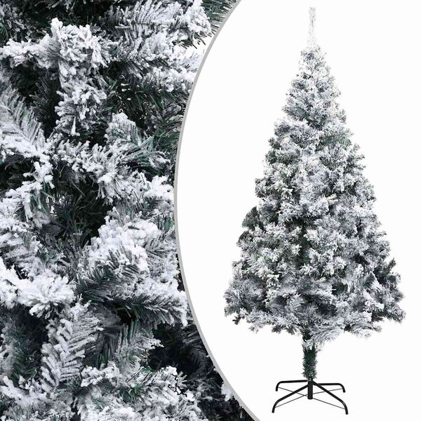 vidaXL Artificial Christmas Tree LEDs&Ball Set&Flocked Snow Green 300cm