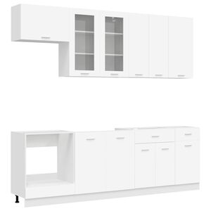 vidaXL Kitchen Unit LYON 8 pcs White Engineered Wood