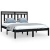 vidaXL Bed Frame without Mattress Black 135x190 cm Solid Wood