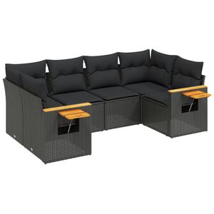 vidaXL 6 Piece Garden Sofa Set with Cushions Black Poly Rattan