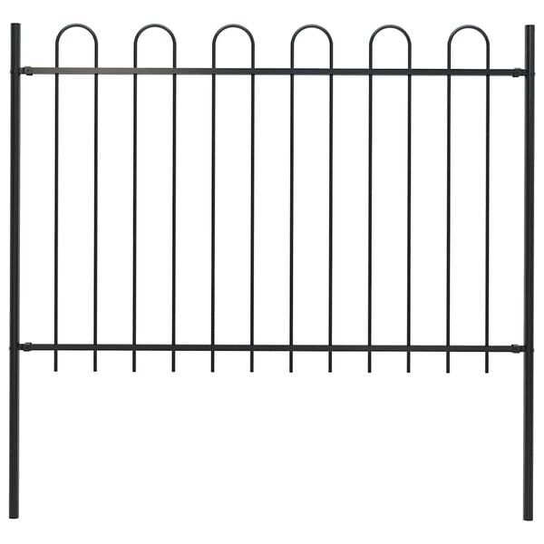 vidaXL Garden Fence Boxtel with Hoop Top Steel 181x120 cm Black
