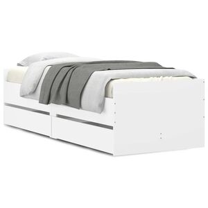 vidaXL Bed Frame with Drawers without Mattress White 90x190 cm Single