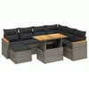 vidaXL 8 Piece Garden Sofa Set with Cushions Grey Poly Rattan