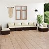 vidaXL 6 Piece Garden Lounge Set with Cushions Poly Rattan Brown