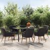 vidaXL 7 Piece Garden Dining Set with Cushions Black