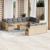 vidaXL 14 Piece Garden Sofa Set with Cushions Beige Poly Rattan