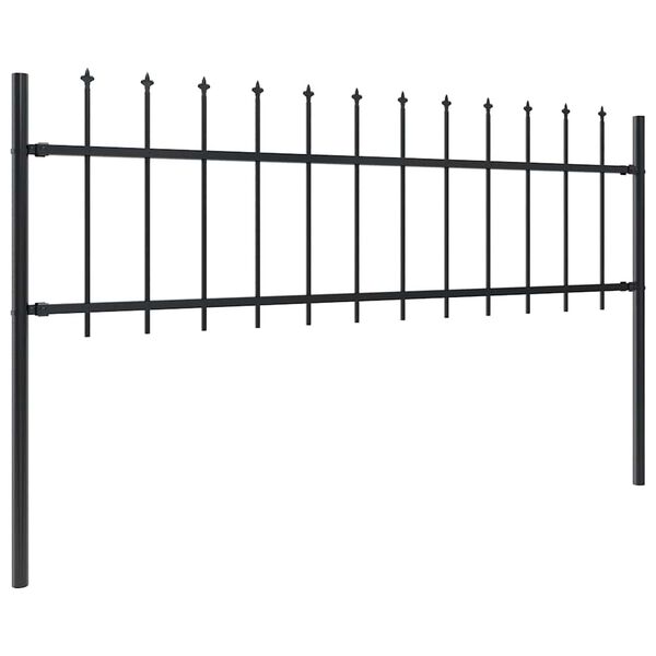 vidaXL Garden Fence with Spear Top Steel 714.5x60 cm Black