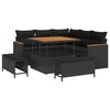 vidaXL Garden Sofa Set 8 pcs 5-Seater Black Poly rattan