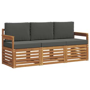 vidaXL Sofa Sets 3 pcs Natural and Anthracite Solid Acacia Wood