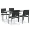vidaXL 5 Piece Garden Dining Set with Cushions Poly Rattan and Steel