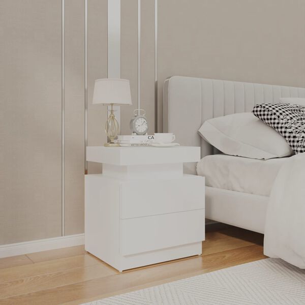 vidaXL Bedside Cabinet White 45x35x52 cm Engineered Wood