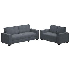 vidaXL 2 Piece Sofa Set with Cushions Dark Grey Velvet