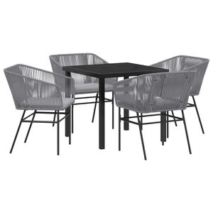 vidaXL Garden Dining Set 5 pcs Grey Powder-Coated Steel