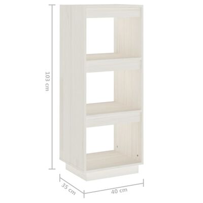 vidaXL Book Cabinet/Room Divider White 40x35x103 cm Solid Pinewood