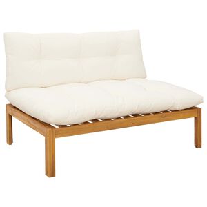 vidaXL Garden Middle Sofa Natural and Cream White Acacia Wood