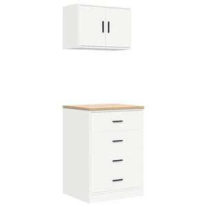 vidaXL Garage Cabinets 2 pcs White Engineered Wood