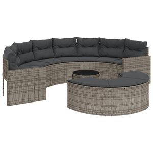 vidaXL 3 Piece Garden Sofa Set Half-Round Grey Poly Rattan