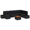 vidaXL Garden Sofa Set with Cushion 9 pcs Black Poly rattan
