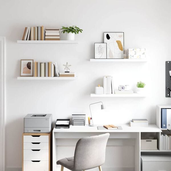 vidaXL Floating Wall Shelves 4 pcs White 90x23.5x3.8 cm MDF