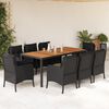 vidaXL 9 Piece Garden Dining Set with Cushions Black Poly Rattan