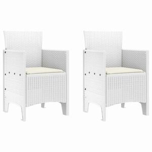 vidaXL Garden Chair 2 pcs White Polypropylene