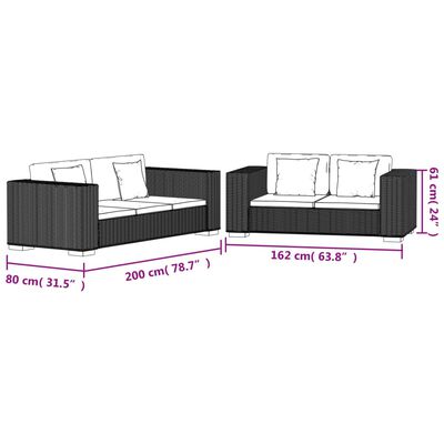 vidaXL 2-Seater and 3-Seater Sofa Set Real Rattan