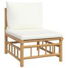 vidaXL 3 Piece Garden Lounge Set with Cream White Cushions Bamboo