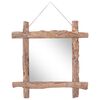 vidaXL Mirror | Natural | Recycled Teak Wood | 70 cm | Decorative Inlays
