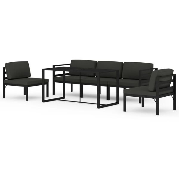 vidaXL 6 Piece Garden Lounge Set with Cushions Aluminium Anthracite