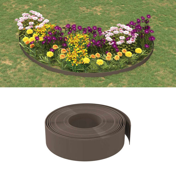 vidaXL Garden Edgings 4 pcs Brown 10 m 15 cm Polyethylene
